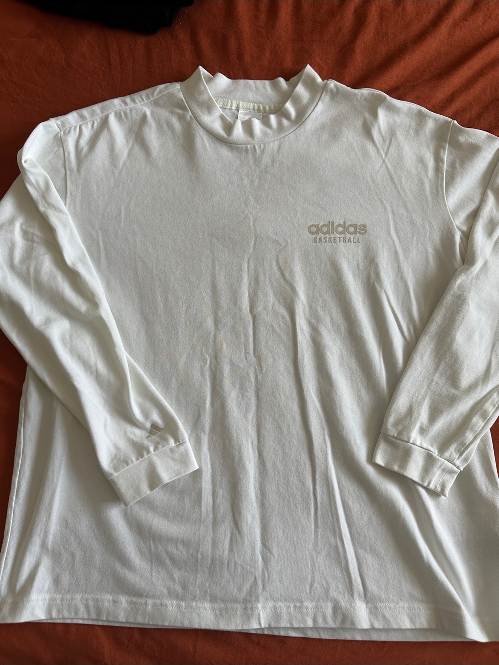 adidas White Long-Sleeve Basketball Logo Tee